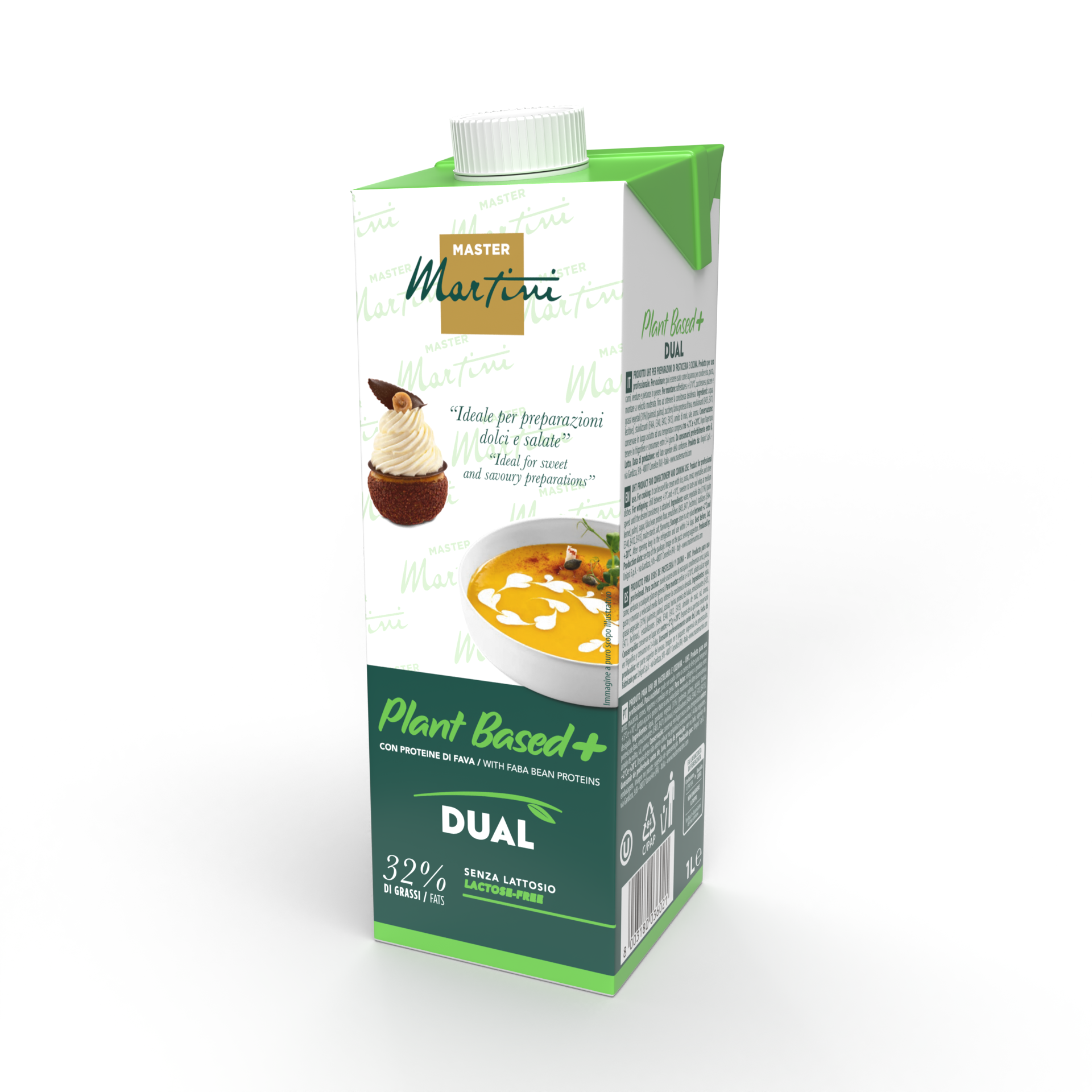 brick di crema vegetale plant based plus dual 32% per professionisti