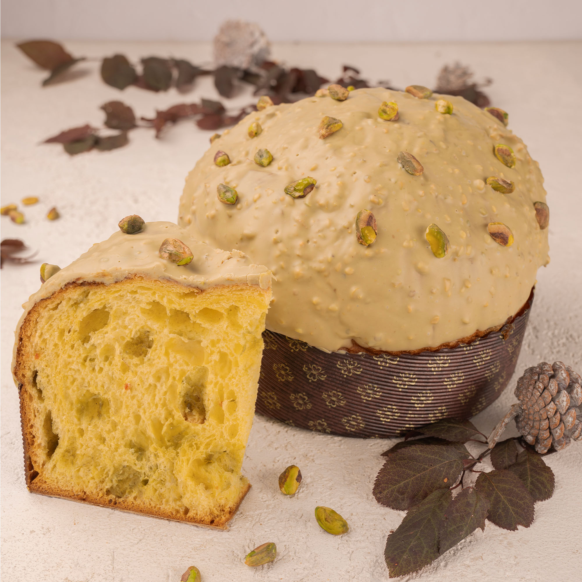 Panettone crema e crunch al pistacchio FiorFiore TuttoFesta ricette lievitati per professionisti